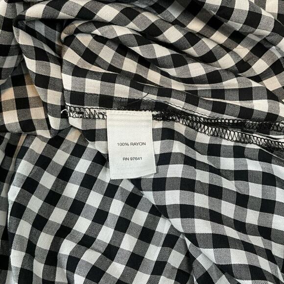 J. Jill Womens Black White Buffalo Check Spring Popover Blouse Large Long Sleeve - Picture 10 of 10